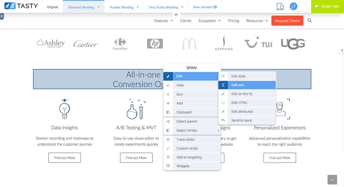 Edit your landing page in a WYSIWYG builder