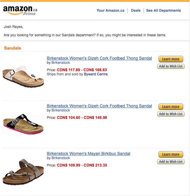 Amazon Email Recommended