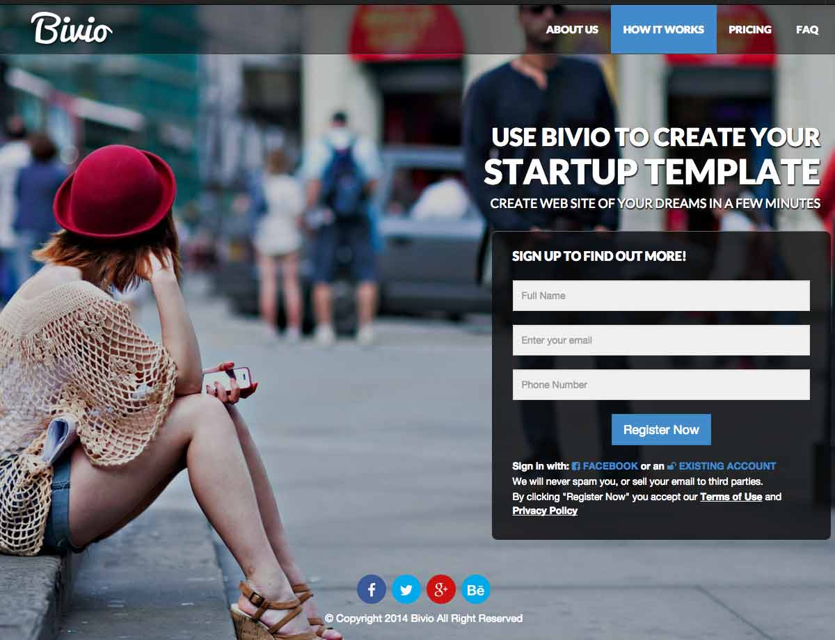 Startup landing page template