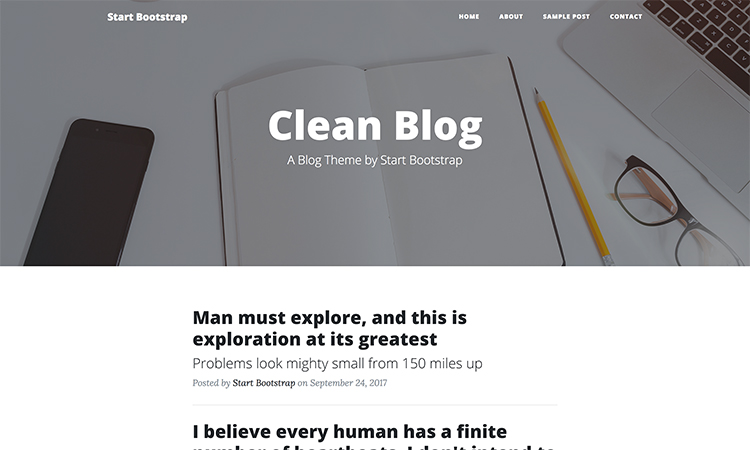 Bootstrap landing page template for blogging