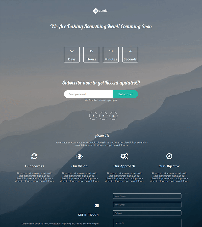 Coming soon bootstrap landing page template