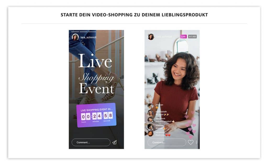 Das Bild zeigt beispielhaft Empfehlungen zu Video-Shopping-Angeboten auf Basis von Content-Personalisierung.