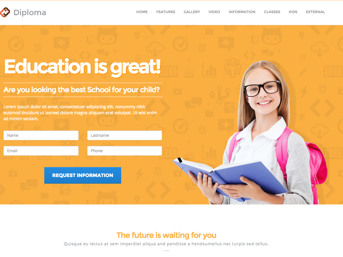 Education landing page template