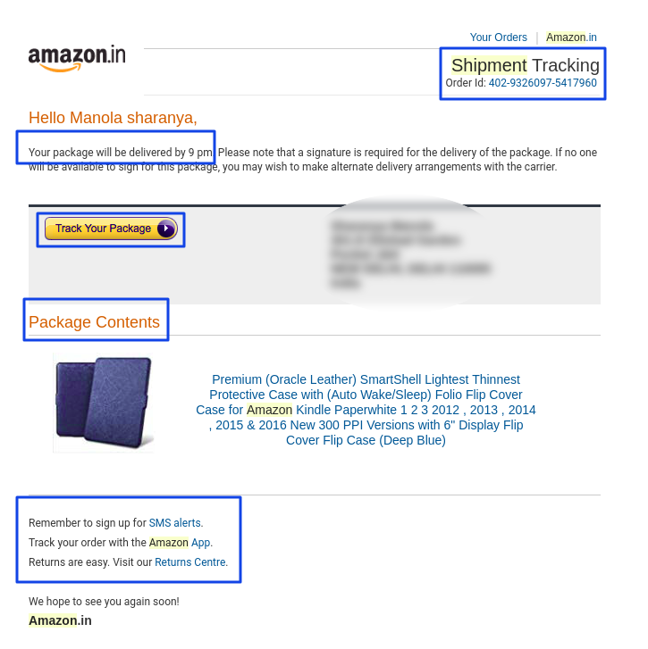 Amazon example for shipping