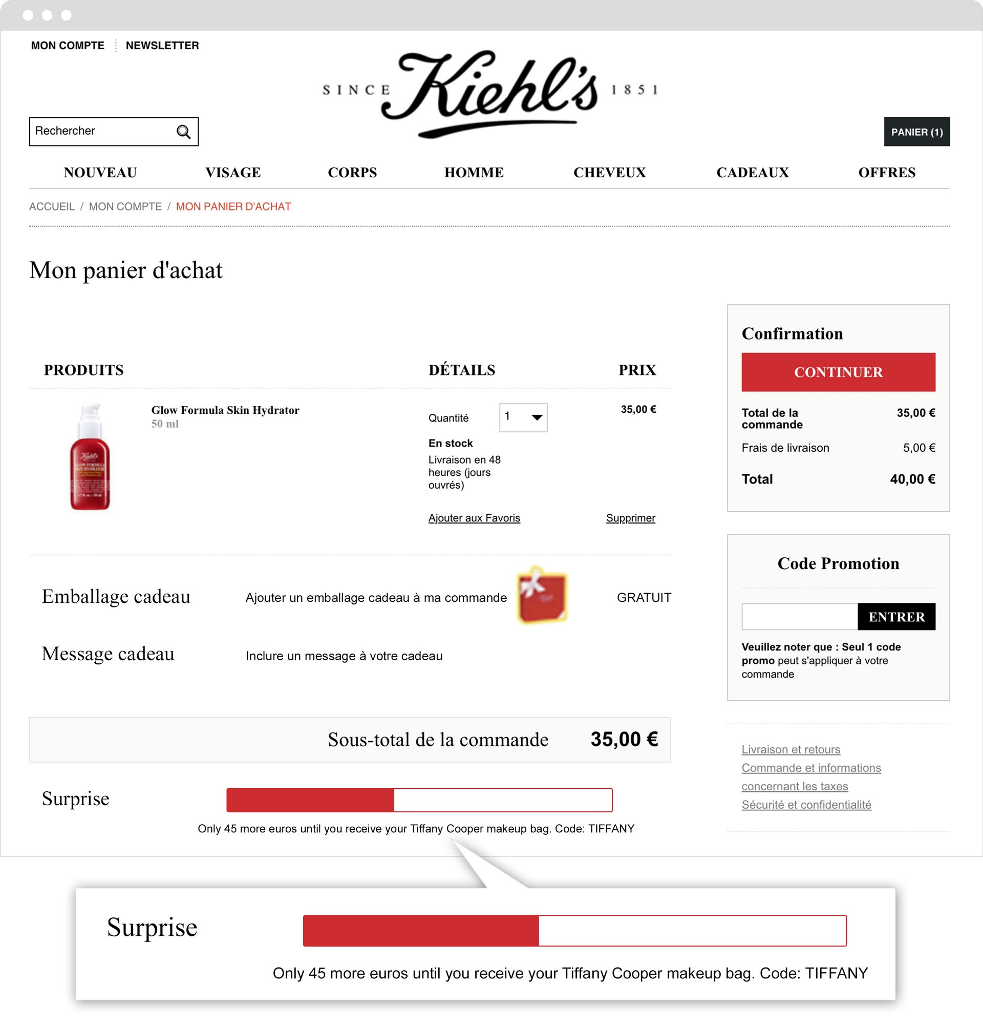 Kiehl's AB Tasty A/B Test