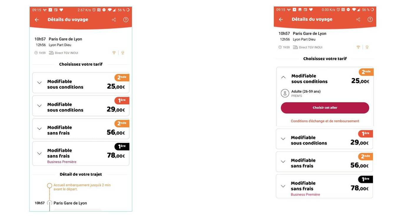 This is an image of an A/B test run on OUIsncf using AB Tasty