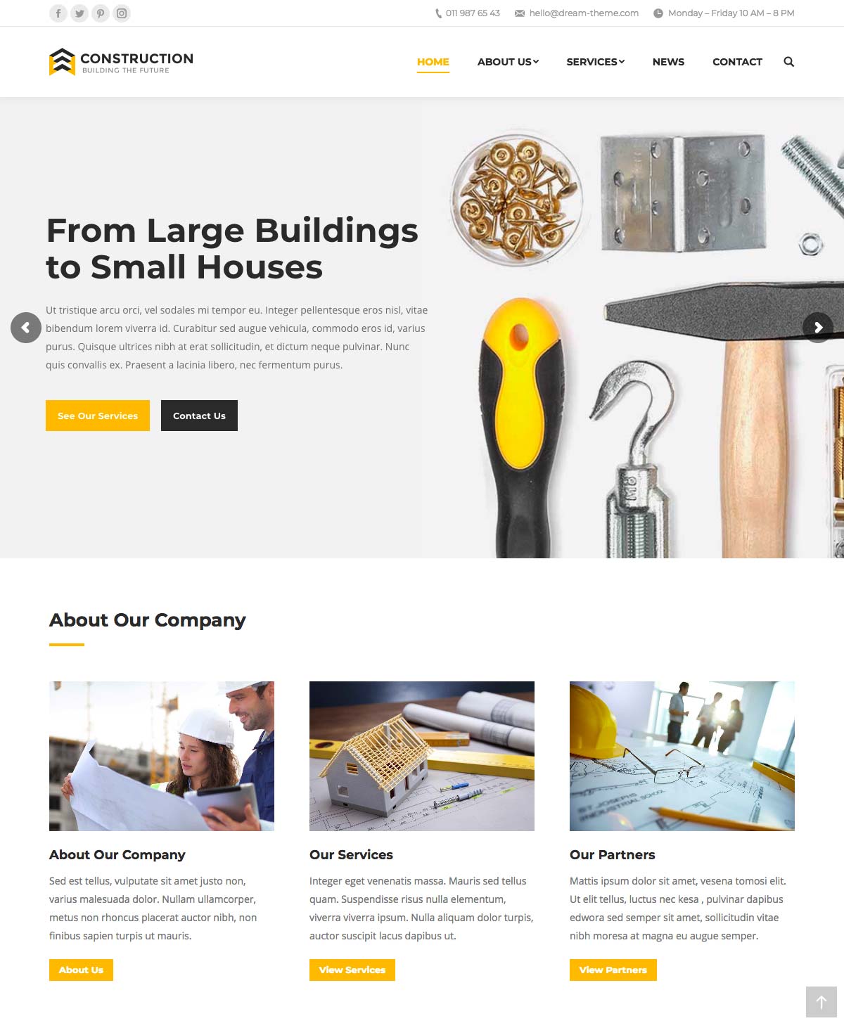 Wordpress Template Landing Page Construction