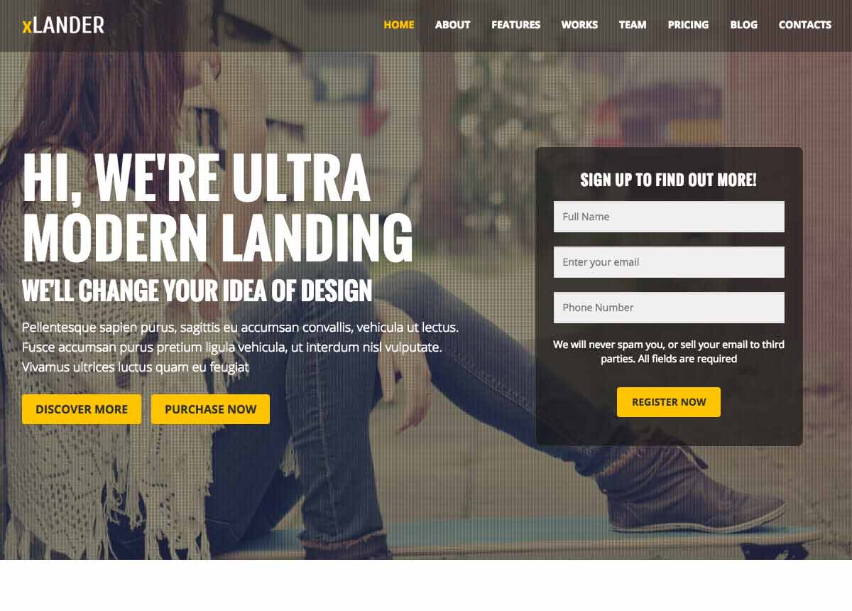 Design landing page template